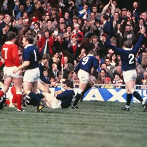 Scotlands Jim Calder scores his famous try against Wales in the 1982 Five Nations Championship