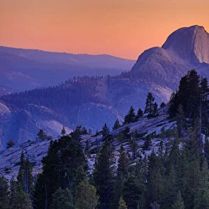 Half Dome mountain at sunset in Yosemite Valley, Yosemite National Park, California, USA