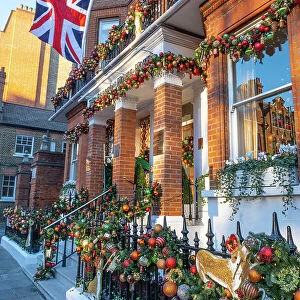 Christmas decorations, Egerton House Hotel, Kensington, London, England, UK