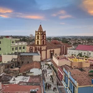 Cuba, Camaguey, Camaguey Province, City view looking towards Iglesia De Nuestra Se√±ora De La Soledad