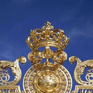 France, Paris, Versailles, Palace de Versailles, Detail of Royal Crown on Main Gateway