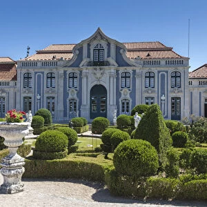 The gardens of the royal residence of Palaacio de Queluz surrounded by sculptures