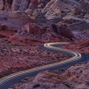 Light Trails though Valley of Fire State Park, Nevada, USA