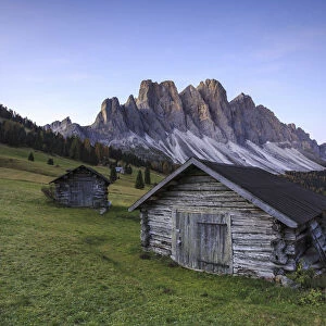 Malga Zannes and the Odle in background. Funes Valley South Tyrol Dolomites Italy Europe