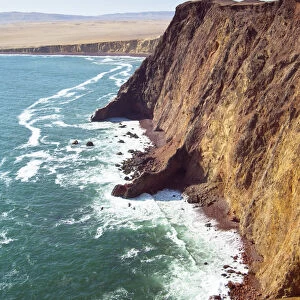 Peru, Paracas National Reserve, Subtropical Coastal Desert, Cliffs Of Playa Yumaque