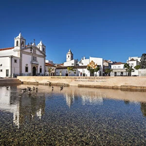 Praca do Infante with church Santa Maria, Lagos, Algarve, Portugal