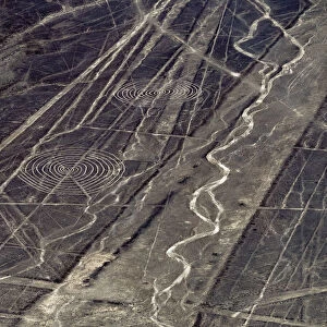 Spirals Geoglyphs, aerial view, Nazca, Ica Region, Peru