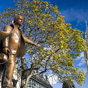 Statue of former prime minister Lloyd George & Big Ben, London, England