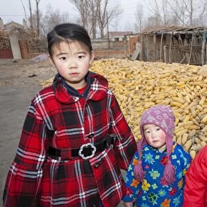Sisters in a chinese family of farmers in Heilongjiang province, Northern China