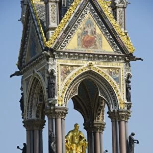 Canopy and gilded memorial statue of Prince Albert, Albert Memorial, Kensington Gardens, City of Westminster, London