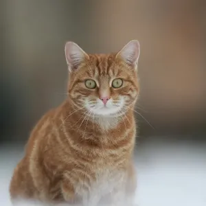 Ginger Tabby Domestic Cat Print in Snow, Sheffield Ginger Tabby Domestic Cat Print in Snow, Sheffield