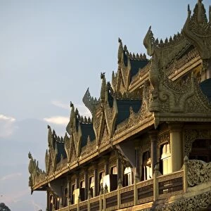 Karaweik (concrete reproduction of royal barge), Kandawgyi Lake, Yangon, Myanmar, March