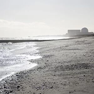 Looking south along Minsmere beach towards Sizewell Nuclear Power Station - Suffolk