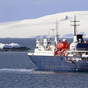 MV Ortelius ice-strengthened cruise ship at sea, Weddell Sea, Antarctica, November