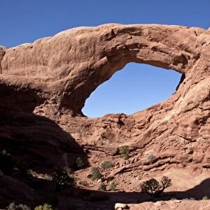 South Window made of Entrada Sandstone at Arches National Park early morning - Utah America