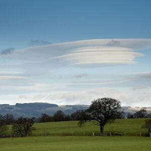 Unusual cloud formation over farmland, near Clitheroe, Lancashire, England, december