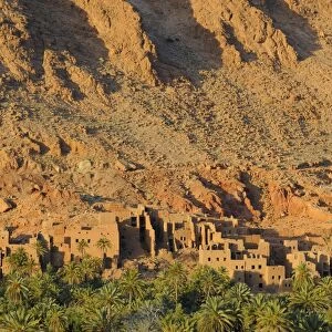 View of abandoned buildings in desert oasis, Tinerhir, Ouarzazate, Morocco, january