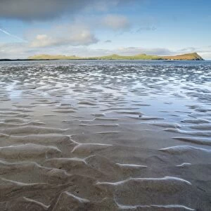 View of beach at low tide, Murreagh Beach, Dingle Peninsula, County Kerry, Munster, Ireland, November