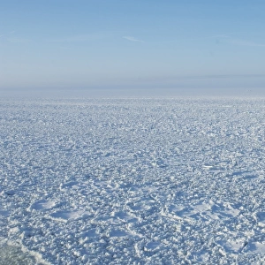 View of broken ice on frozen sea, near Helsinki, Uusimaa, Gulf of Finland, Baltic Sea, Finland, winter