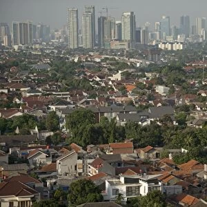 View of city across residential area and overpass from Talavera office building, Cilandak District, Jakarta, Java