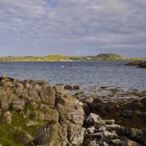 View of coastline, looking towards Iona, Fidden, Isle of Mull, Inner Hebrides, Scotland, August