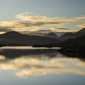 View of lake and mountains at sunset, Upper Lake, Lakes of Killarney, Dunkerron Mountains and Macgillycuddys Reeks