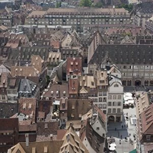 View of old town from above, Strasbourg, Alsace, France, july