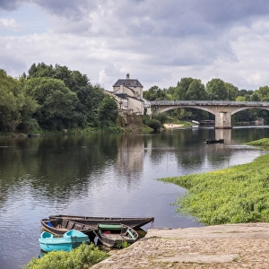 View of river and bridge, Vienne River, Chinon, Indre-et-Loire, Central France, September