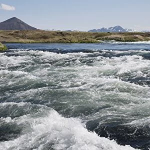 View of river rapids, River Laxa, Myvatn, Iceland, June