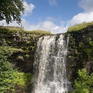 View of waterfall, Hell Gill Force, River Eden, Mallerstang, Cumbria, England, August