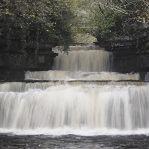 View of waterfall and pool, Cotter Force, Cotterdale Beck, Wensleydale, Yorkshire Dales N. P