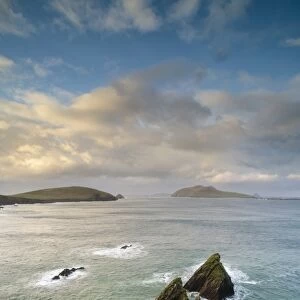 View of winding coastal pathway to pier at dawn, Dunquin Pier, Dingle Peninsula, County Kerry, Munster, Ireland