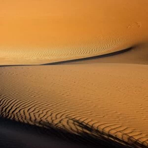 Windblown sand patterns on dunes, Sossusvlei, Namib-Naukluft N. P. Namib Desert, Namibia