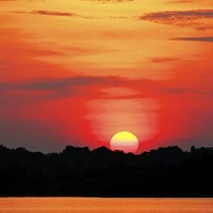 Amazon Jungle, Brazil, Sunsets over the Amazon river and jungle