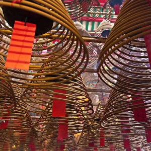 Asia, China, Hong Kong. Man Mo Buddhist Temple of Hong Kong