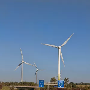 Autobahn Wind Power turbines industry in Germany with greenn ecology working