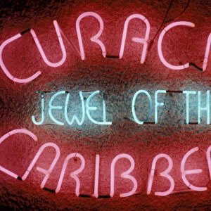 Caribbean, West Indies, Curacao. Neon sign