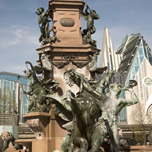 LEIPZIG18819-2012-BARTRUFF. CR2 - Detail of monument in center of Augustus Plaza, center of Leipzig