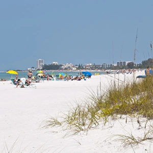 North America, USA, Florida, Sarasota, Crescent Beach, Siesta Key, People relaxing