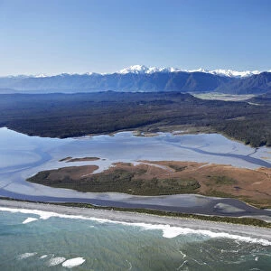 Okarito Lagoon, West Coast, South Island, New Zealand - aerial