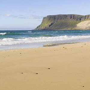 The sandy beach at Breidavik. The remote Westfjords in northwest Iceland