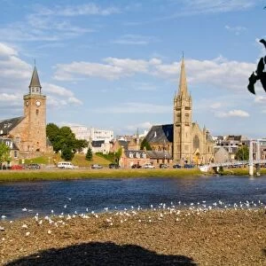 Skyline and river of quaint town of Inverness Scotland in the Highlands home of the