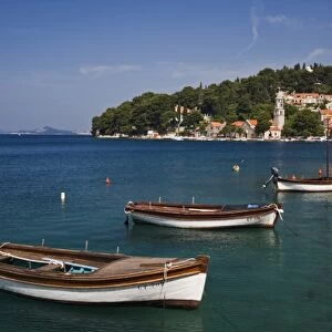 Small boats docked in harbor, Hvar Island, one of the most famous Dalmatian Islands