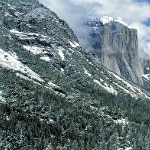 USA, California, Yosemite NP. A dusting of snow covers the valley in Yosemite National Park
