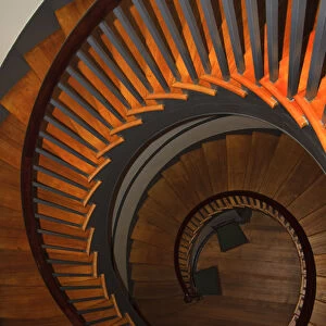 USA; Kentucky; Pleasant Hill; Spiral staircase at the Shaker Village