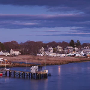 USA, Massachusetts, Newburyport, view of the Merrimack River at dusk