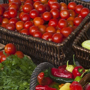 USA; North America; Georgia; Savannah; Fresh colorful organic vegetables at a Farmers Market