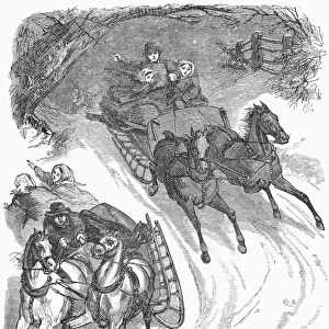 AMERICA: SLEIGHING, 1858. The race on the hill-side. Wood engraving, 1858