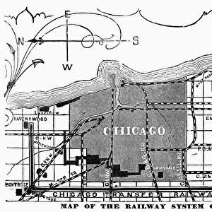 CHICAGO: RAILWAY MAP, 1878. Line engraving, American, 1878