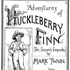 CLEMENS: HUCKLEBERRY FINN. Cover from the original edition, 1885, with illustrations by E